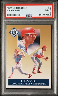 Ultra Chris Sabo Gold Team 1991 PSA 9 (Pop 6 solo 4 superior) #9 Cincinnati Reds Foto 1 de 3