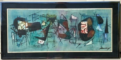 Composición abstracta Harry Sternberg vintage años 50 óleo sobre papel #2 Foto 1 de 4