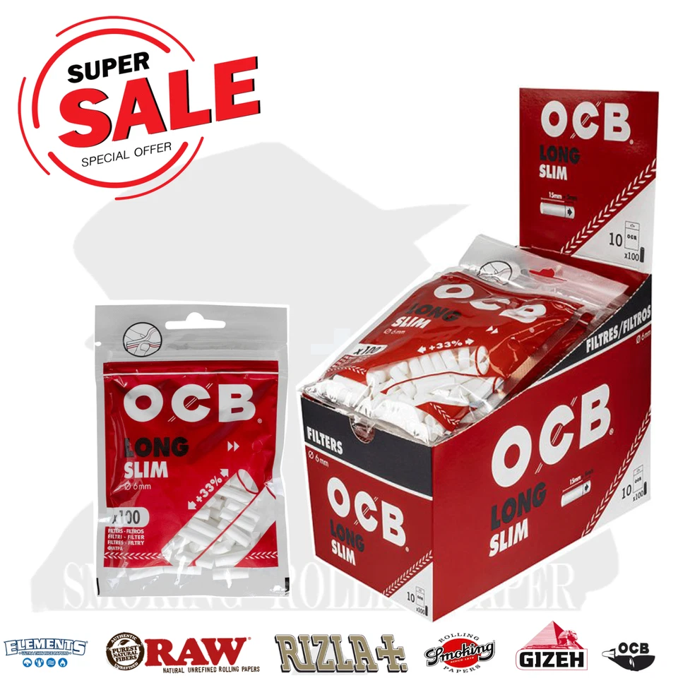 Filtri Ocb Slim 6mm Lunghi XL 6 x 20 mm Long 20 Bustine da 100 Filtrini