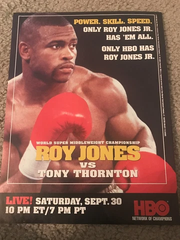Vintage 1995 ROY JONES JR. vs TONY THORNTON HBO Poster Print Ad BOXING 1990s Cover