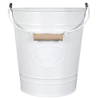 Farmhouse Bathroom Trash Can White Trash Can Bucket with Wooden Handle for Rusti