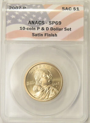 2007-P Sacagawea Dollar ANACS SP-69 Satin Finish - Image 1 of 2