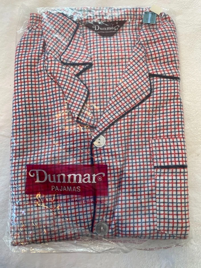 Pijama de franela vintage Dunmar para hombre parte superior e inferior extra grande 44-48 NOS ROJO AZUL Foto 1 de 1