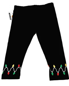 New Christmas Light Leggings Black Lightning Bug Baby Girl 12 M Pants 95% Cotton - Picture 1 of 3