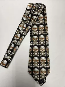 skull and crossbone mens tie by addiction polyester - Picture 1 of 3