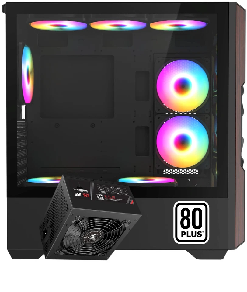 Iceberg Gaming PC Case Wood Vector seven aRGB fans Full Tower EATX With 650W PSU - Image 1 of 4