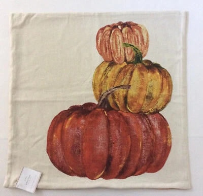 Pottery Barn Painted Market Pumpkins Pillow Cover 20x20" ~ Fall Autumn ~ New NWT - Image 1 of 2