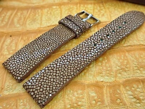 22mm/18mm Polished Stingray Leather Watch Band Bespoke Vintage Exotic Leather - Picture 1 of 11