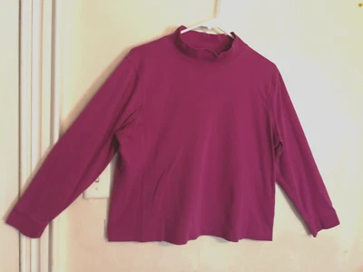 Blusa LL Bean Mujer XLP Pequeña Púrpura Camisa Top Manga 3/4 Cuello Alto Informal Foto 1 de 4