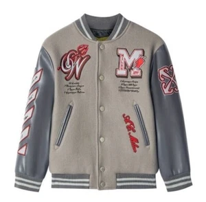 Giacca Uomo Football Club Grigio Varsity | Ac-Milan Off White Grigio Giacca Varsity - Foto 1 di 4