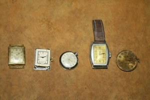 Group of 5 Vintage Watches -Parts or Repair - Tavannes -Neova -Rouan -Lucerne + - Picture 1 of 12