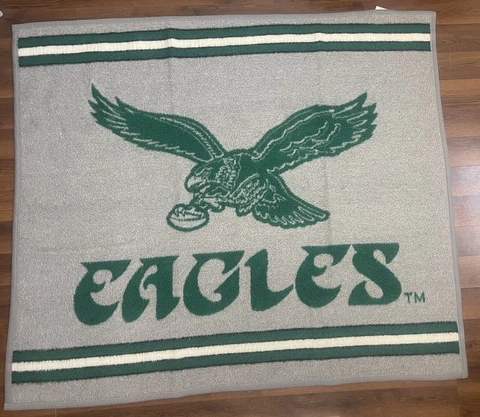 VTG 90’s Philadelphia Eagles Gray Green Design NFL Throw Blanket 54x46 Cover