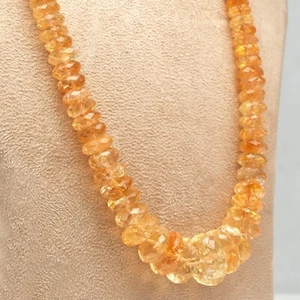 Natural Yellow Citrine Beads Faceted Round 1 L 541 Ct Gemstone Party Necklace - Picture 1 of 6