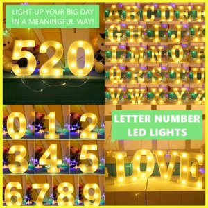 LED Light Up Alphabet Letters Number Lights Standing Hanging Wedding Party A-Z - Picture 1 of 93