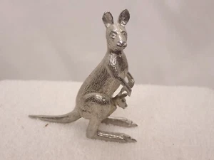 Vintage Kangaroo With Baby Pewter Figurine 3" Tall Home Decor Australia - Picture 1 of 5