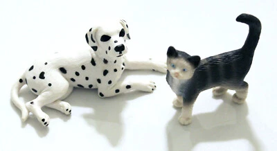 Estatuillas de animales de gato atigrado gris y dálmata Schleich 1997 Foto 1 de 4