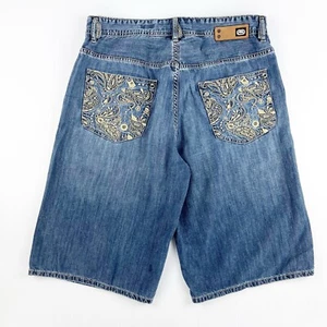 Vintage Ecko Unlimited Baggy Fit Gold Pocket Blue Denim Jean Shorts Mens 36 - Picture 1 of 5