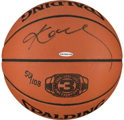 Kobe Bryant Signed Spalding Official 3 Time Champ Game Basketball UDA & PSA COA - Image 1 of 4