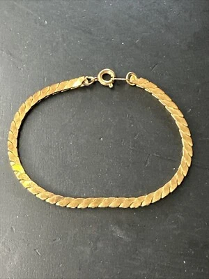 Ancien bracelet Chaine Tank Maille Gourmette Plaquer Or 18k 750 Art Déco torsadé - Photo 1/4