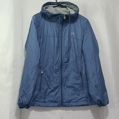 Jaqueta Calvin Klein forrada de lã corta-vento feminina tamanho pequeno azul euc e500 - Imagem 1 de 4