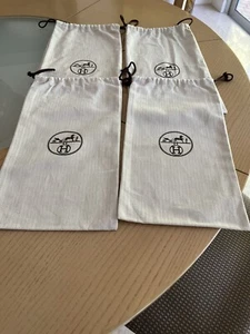 Set of 4 Hermes Shoe Dust Sleeper Bags NEW Herringbone 15 1/2" by 8 1/2" - Picture 1 of 3