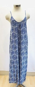 Mono BUENOS NINOS Mujer Sin Mangas Cuello en V Azul Floral Pierna Ancha Talla Mediana - Imagen 1 de 14
