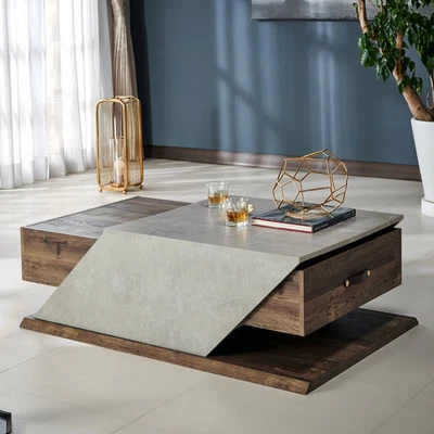 Mesa de centro ajustável Soss Industrial 47 polegadas por Reclaimed Oak Indust - Imagem 1 de 4