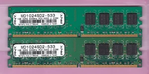 2GB 2x1GB PC2-4200 DDR2-533 PNY MD1024SD2-533 SAMSUNG Desktop Ram Memory Kit - Picture 1 of 2