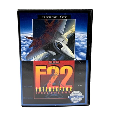 Sega Genesis F22 Interceptor Air Force Flight Simulator Game W/ Manual Case 1991 - Image 1 of 4