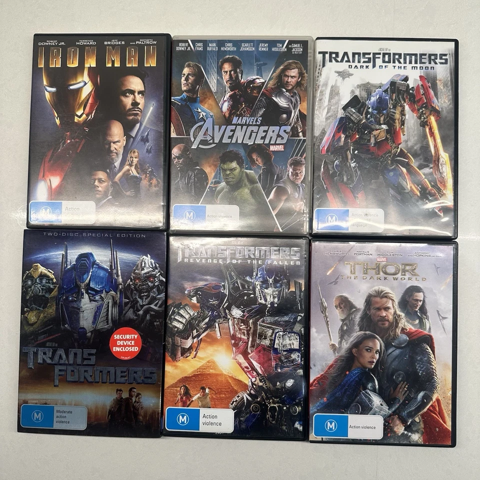 Bulk Movie Lot X6  Super Hero Marvel Transformer DVDs - Image 1 of 1
