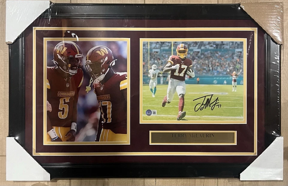 Terry McLaurin Commanders Signed 8x10 Photo Collage Beckett COA Framed? - Image 1 of 4