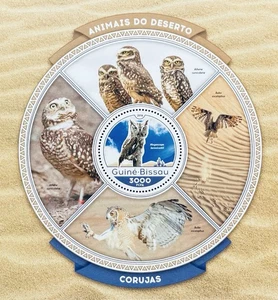 GUINEA BISSAU OWLS CIRCLE SHAPED STAMPS SS MNH 2016 OWL BIRDS OF PREY WILDLIFE 1 - Picture 1 of 1