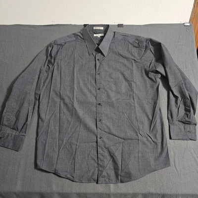 Moda Bianca 18/18.5 36-37 Solid Gray Button Up Long-sleeve Shirt - Image 1 of 4