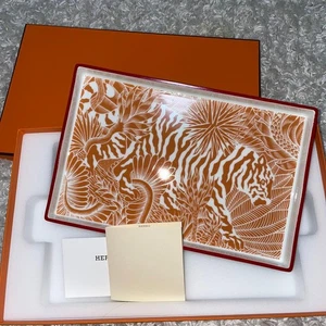 Hermes Tiger deco square tray porcelain Change tray orange17 x 21 cm - Picture 1 of 5