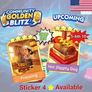 MONOPLY GO ⚡GOLDEN BLITZ ⭐Pressing &Hot Diggity Dog FAST/Cheap - Picture 1 of 7