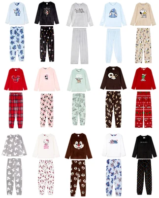 Fleece Character Pyjamas Ladies Women 6 to 24 Cosy Xmas Winter Nightwear Primark