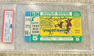 Reggie Jackson Signed & Inscribed 1972 World Series Ticket PSA/DNA 10 RARE Pop 2 - Picture 1 of 4