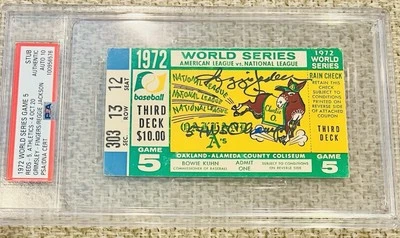 Reggie Jackson Signed & Inscribed 1972 World Series Ticket PSA/DNA 10 RARE Pop 2 - Image 1 of 4