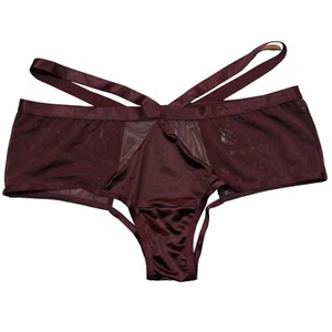 NWT TORRID Thong Tanga Pantie Sz 0X-4X Burgundy Silky Sheer Mesh - Picture 1 of 6