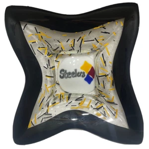 Pittsburgh Steelers Fan Art Glass Chip Snack Bowl Homemade OOAK One of a Kind! - Picture 1 of 6
