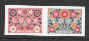Scott #5561c IMPERFORATE (NO DIE-CUT) 2022 LOVE Horizontal Pair, MNH - Bild 1 von 2