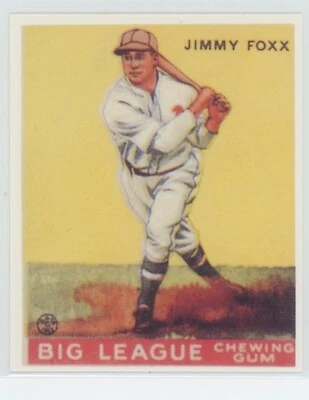 Jimmy Foxx - 1983 Renata Galasso 1933 Goudey reimpresión #154 - Phila Athletics, Salón de la fama Foto 1 de 4