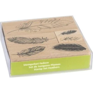 Heyda Holz montiert Gummistempel-Set - Federn 6-teilig - Bild 1 von 3