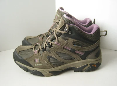 Hi-Tec Ravus Waterproof Mid Hiking Boots Womens 10 M EUR 42 Grey Purple Leather Foto 1 de 4
