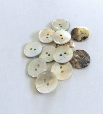 24 Buttons Off White Iridescent Natural Real Shell 2-Hole Sew Sewing 20 mm #SH6 - Image 1 of 4