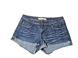 Charlotte Russe Denim Shorts Women's Size 10 Distressed Dark Wash Stretchy - Picture 1 of 7
