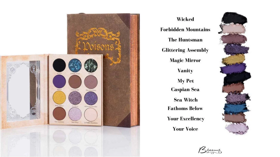 Besame x Disney Villains The Queen's Spell Book Eyeshadow Palette w/ lipsticks