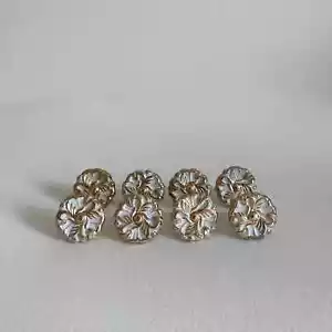 1960s, Vintage Brass & White Flower Drawer Door Knobs Pull – Mid Century Brass - Picture 1 of 9