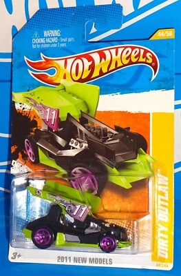 Hot Wheels 2011 New Models #44 Dirty Outlaw Lime Green & Black w/ 5SPs - Image 1 of 2