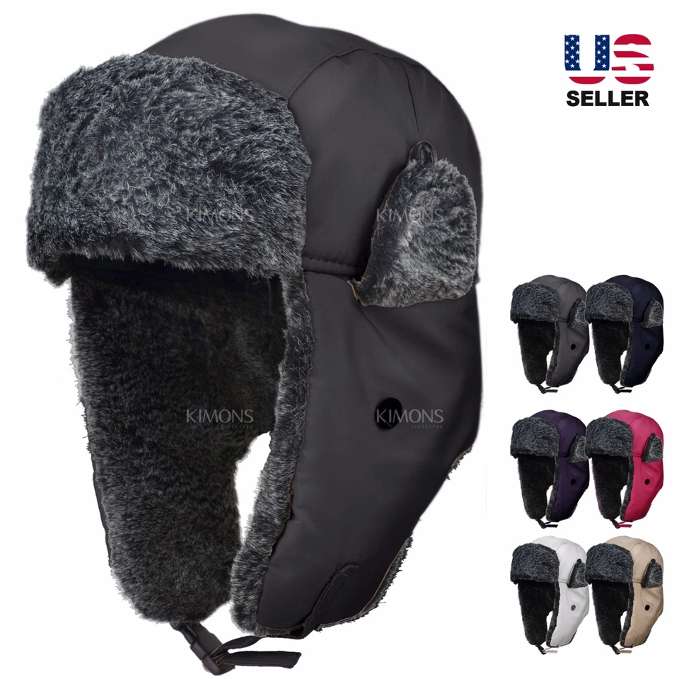 Earflap Trapper Aviator Russian Fur Winter Ski Hat Mens Womens - Image 1 of 1